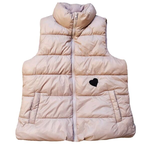 OLD NAVY Vest Women Large Pink Puffer Fleece Lined Winter Zip Pockets Cozy FLAW - Picture 1 of 5